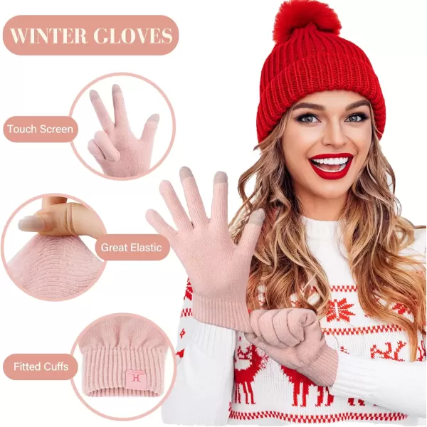 imageFZ FANTASTIC ZONE Womens Winter Warm Touch Screen Gloves Chenille Elastic Cuffs Knit Gloves for Women Cold Weather GiftsPink