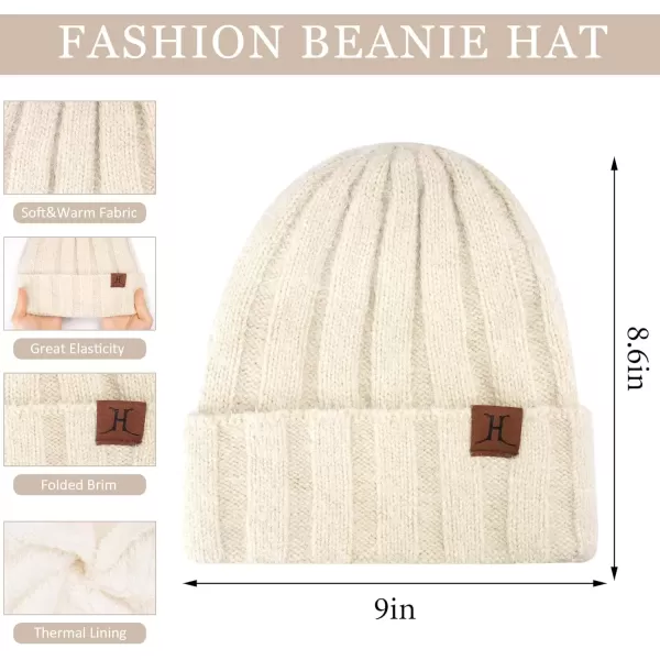 imageWomens Winter Warm Knit Beanie Hat Touchscreen Gloves Long Neck Scarf Set with Fleece Lined Skull Caps Gifts for WomenApricot