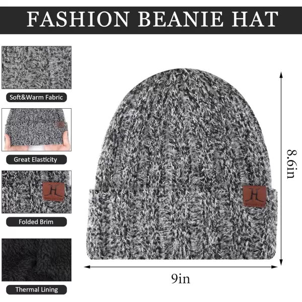 imageWomens Winter Warm Knit Beanie Hat Touchscreen Gloves Long Neck Scarf Set with Fleece Lined Skull Caps Gifts for WomenBlack