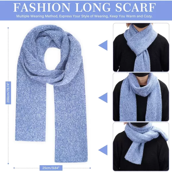 imageWomens Winter Warm Knit Beanie Hat Touchscreen Gloves Long Neck Scarf Set with Fleece Lined Skull Caps Gifts for WomenBlue