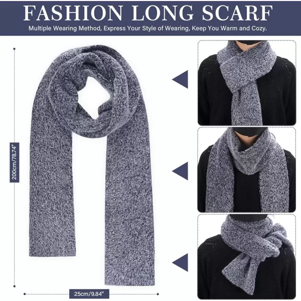 imageWomens Winter Warm Knit Beanie Hat Touchscreen Gloves Long Neck Scarf Set with Fleece Lined Skull Caps Gifts for WomenDark Blue