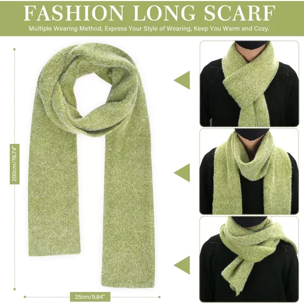 imageWomens Winter Warm Knit Beanie Hat Touchscreen Gloves Long Neck Scarf Set with Fleece Lined Skull Caps Gifts for WomenGreen