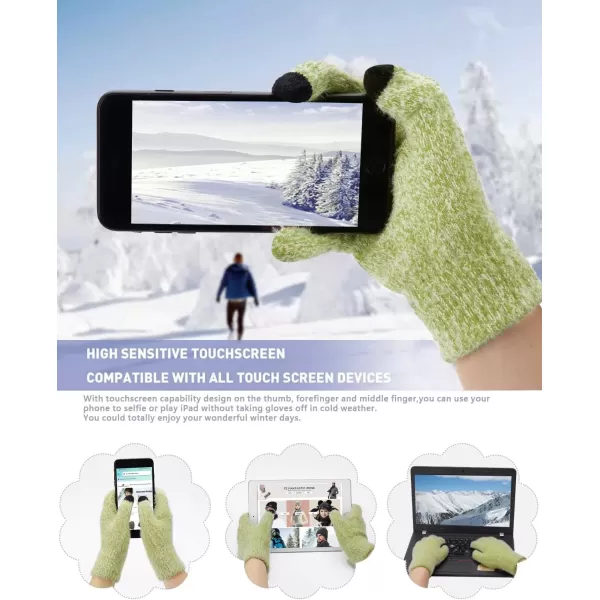 imageWomens Winter Warm Knit Beanie Hat Touchscreen Gloves Long Neck Scarf Set with Fleece Lined Skull Caps Gifts for WomenGreen