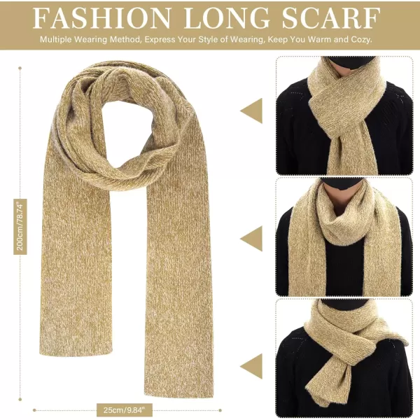 imageWomens Winter Warm Knit Beanie Hat Touchscreen Gloves Long Neck Scarf Set with Fleece Lined Skull Caps Gifts for WomenKhaki
