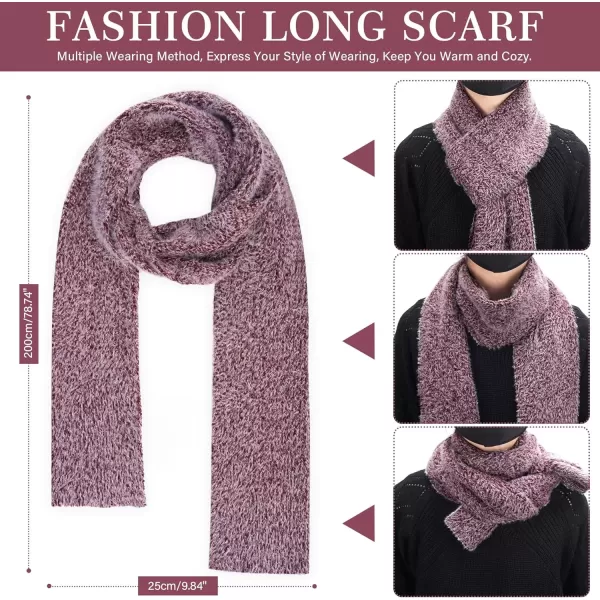 imageWomens Winter Warm Knit Beanie Hat Touchscreen Gloves Long Neck Scarf Set with Fleece Lined Skull Caps Gifts for WomenWine Red