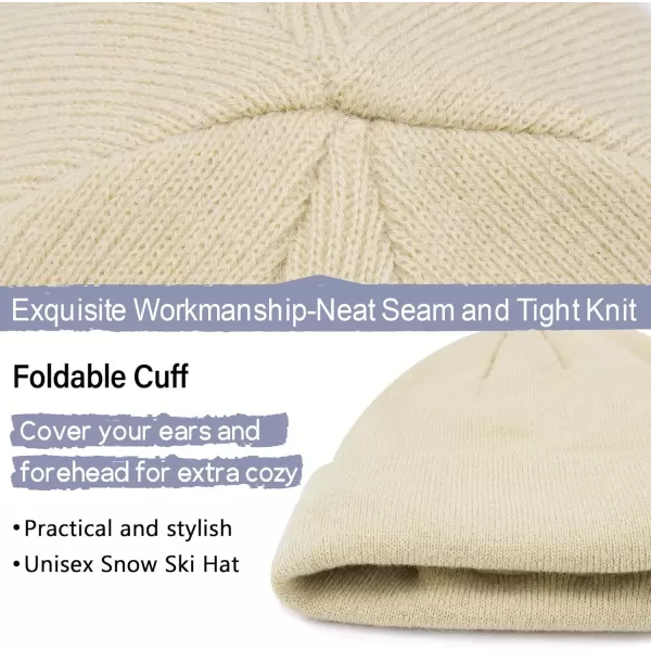imageFZ FANTASTIC ZONE Womens Mens Winter Warm Beanie Hats Knit Slouchy Cuffed Skull Cap with Fleece Lined for Women MenApricot