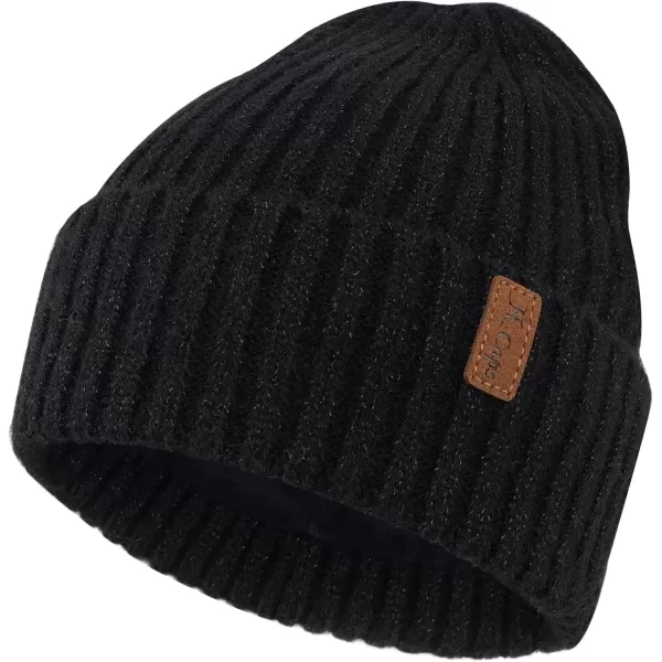 imageFZ FANTASTIC ZONE Womens Mens Winter Warm Beanie Hats Knit Slouchy Cuffed Skull Cap with Fleece Lined for Women MenSilver Black