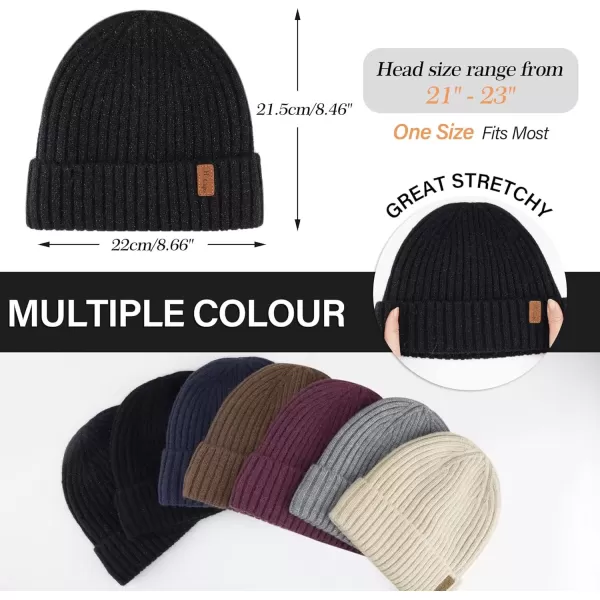 imageFZ FANTASTIC ZONE Womens Mens Winter Warm Beanie Hats Knit Slouchy Cuffed Skull Cap with Fleece Lined for Women MenSilver Black