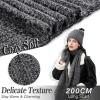 imageWomens Winter Hats Beanie Touchscreen Gloves Long Scarf Set Knit Warm Caps with Pom Fleece Gifts for WomenBlack