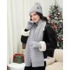 imageWomens Winter Hats Beanie Touchscreen Gloves Long Scarf Set Knit Warm Caps with Pom Fleece Gifts for WomenGrey
