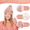 imageWomens Winter Hats Beanie Touchscreen Gloves Long Scarf Set Knit Warm Caps with Pom Fleece Gifts for WomenPink Red