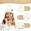 imageWomens Winter Hats Beanie Touchscreen Gloves Long Scarf Set Knit Warm Caps with Pom Fleece Gifts for WomenWhite