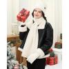 imageWomens Winter Hats Beanie Touchscreen Gloves Long Scarf Set Knit Warm Caps with Pom Fleece Gifts for WomenWhite