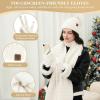 imageWomens Winter Hats Beanie Touchscreen Gloves Long Scarf Set Knit Warm Caps with Pom Fleece Gifts for WomenWhite