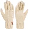 imageFZ FANTASTIC ZONE Womens Winter Warm Touch Screen Gloves Elastic Cuff Thermal Knit Gloves for Women Cold Weather GiftsBeige