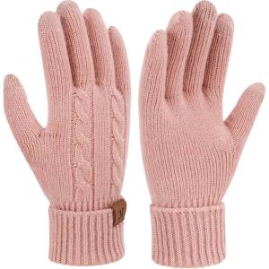 imageFZ FANTASTIC ZONE Womens Winter Warm Touch Screen Gloves Elastic Cuff Thermal Knit Gloves for Women Cold Weather GiftsPink