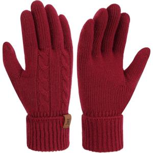 imageFZ FANTASTIC ZONE Womens Winter Warm Touch Screen Gloves Elastic Cuff Thermal Knit Gloves for Women Cold Weather GiftsRed
