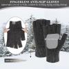 imageFZ FANTASTIC ZONE Winter Fingerless Gloves for Women Men Chenille Warm Knit Working Texting Half Finger Gloves GiftsDark Gray
