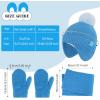 imageToddler Kids Winter Hats Mittens Gloves Scarf Warm Ear Flaps Baby Beanie for 06 12 Months 1 2 3 4 Year Old Girls Boys GiftsBlue