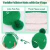 imageToddler Kids Winter Hats Mittens Gloves Scarf Warm Ear Flaps Baby Beanie for 06 12 Months 1 2 3 4 Year Old Girls Boys GiftsGreen