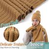 imageWomens Winter Warm Beanie Hat Long Neck Scarf Touchscreen Gloves Set Knit Skull Caps Pompom Fleece GiftsBrown