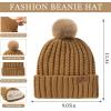 imageWomens Winter Warm Beanie Hat Long Neck Scarf Touchscreen Gloves Set Knit Skull Caps Pompom Fleece GiftsBrown
