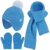 imageToddler Kids Winter Hats Mittens Gloves Scarf Warm Ear Flaps Baby Beanie for 06 12 Months 1 2 3 4 Year Old Girls Boys GiftsBlue