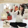 imageFZ FANTASTIC ZONE Winter Fingerless Gloves for Women Men Chenille Warm Knit Work AntiSlip Leather Half Finger Gloves GiftsApricot