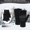 imageFZ FANTASTIC ZONE Winter Fingerless Gloves for Women Men Chenille Warm Knit Work AntiSlip Leather Half Finger Gloves GiftsBlack