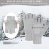 imageFZ FANTASTIC ZONE Winter Fingerless Gloves for Women Men Chenille Warm Knit Work AntiSlip Leather Half Finger Gloves GiftsGray