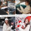 imageFZ FANTASTIC ZONE Winter Fingerless Gloves for Women Men Chenille Warm Knit Work AntiSlip Leather Half Finger Gloves GiftsGray