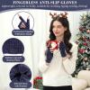 imageFZ FANTASTIC ZONE Winter Fingerless Gloves for Women Men Chenille Warm Knit Work AntiSlip Leather Half Finger Gloves GiftsNavy Blue