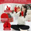 imageFZ FANTASTIC ZONE Winter Fingerless Gloves for Women Men Chenille Warm Knit Work AntiSlip Leather Half Finger Gloves GiftsRed