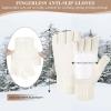imageFZ FANTASTIC ZONE Winter Fingerless Gloves for Women Men Chenille Warm Knit Work AntiSlip Leather Half Finger Gloves GiftsWhite