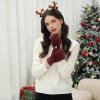 imageFZ FANTASTIC ZONE Winter Fingerless Gloves for Women Men Chenille Warm Knit Work AntiSlip Leather Half Finger Gloves GiftsWine Red