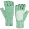 imageFZ FANTASTIC ZONE Winter Fingerless Gloves for Women Men Chenille Warm Knit Work AntiSlip Leather Half Finger Gloves GiftsMint Green
