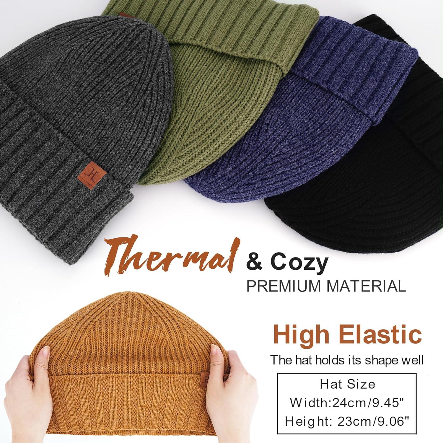 imageFZ FANTASTIC ZONE Mens Winter Beanie Hats for Men Warm Ribbed Knit Hat Ski Snow Skull Caps with Fleece Lined Mens GiftsBrown