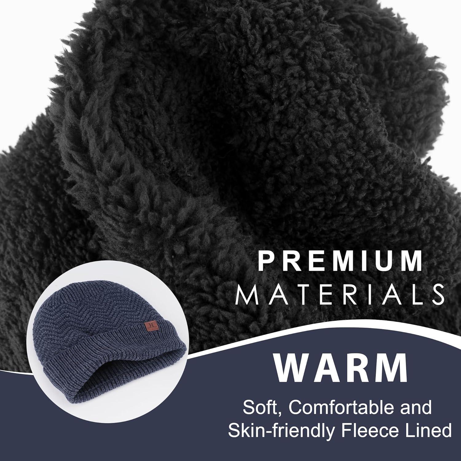 imageFZ FANTASTIC ZONE Winter Beanie Hats for Men Warm Knit Snow Ski Hat Skull Cap with Thick Fleece Lined Mens GiftsDark Blue