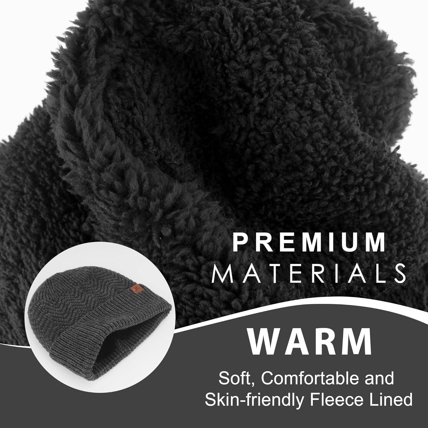 imageFZ FANTASTIC ZONE Winter Beanie Hats for Men Warm Knit Snow Ski Hat Skull Cap with Thick Fleece Lined Mens GiftsDark Grey