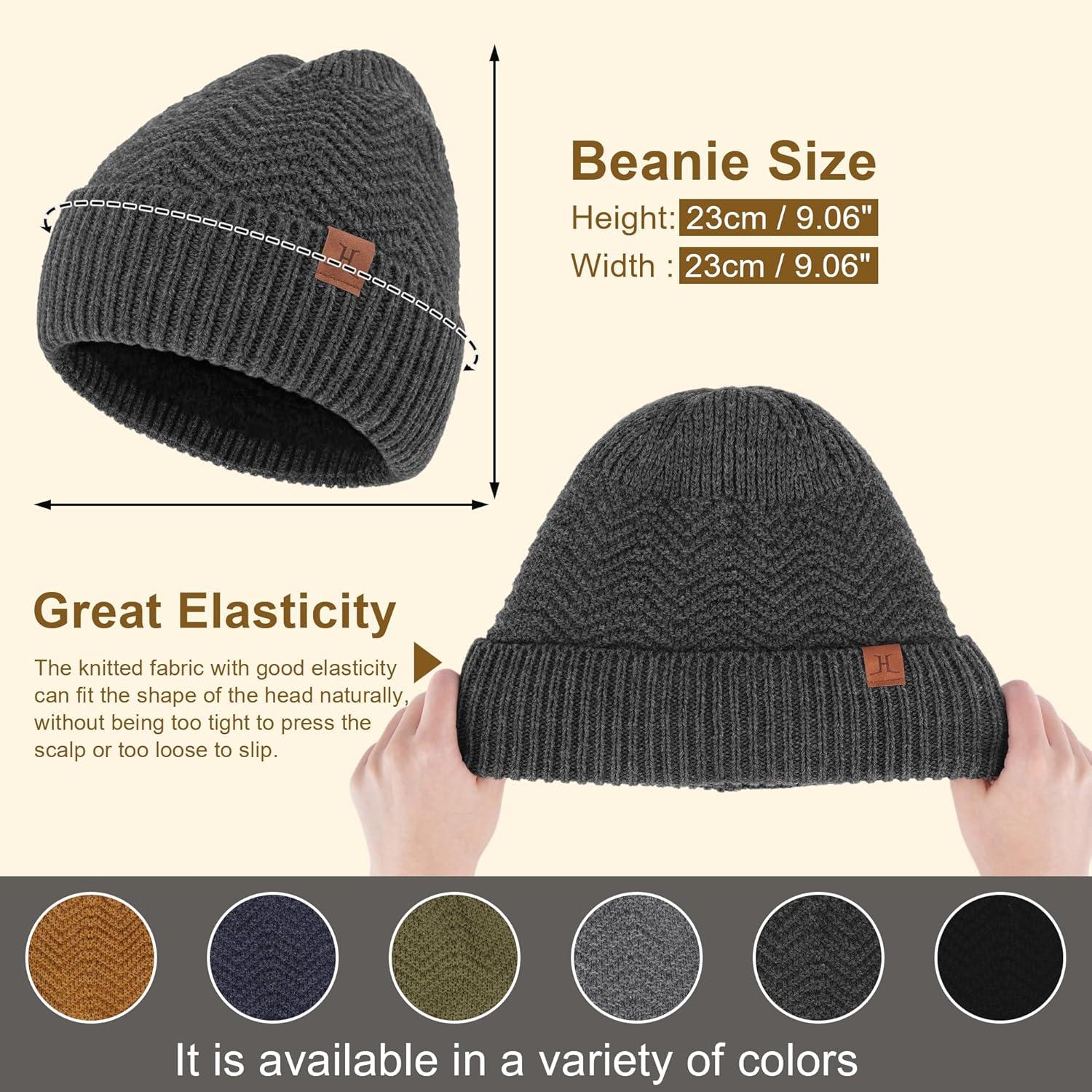 imageFZ FANTASTIC ZONE Winter Beanie Hats for Men Warm Knit Snow Ski Hat Skull Cap with Thick Fleece Lined Mens GiftsDark Grey