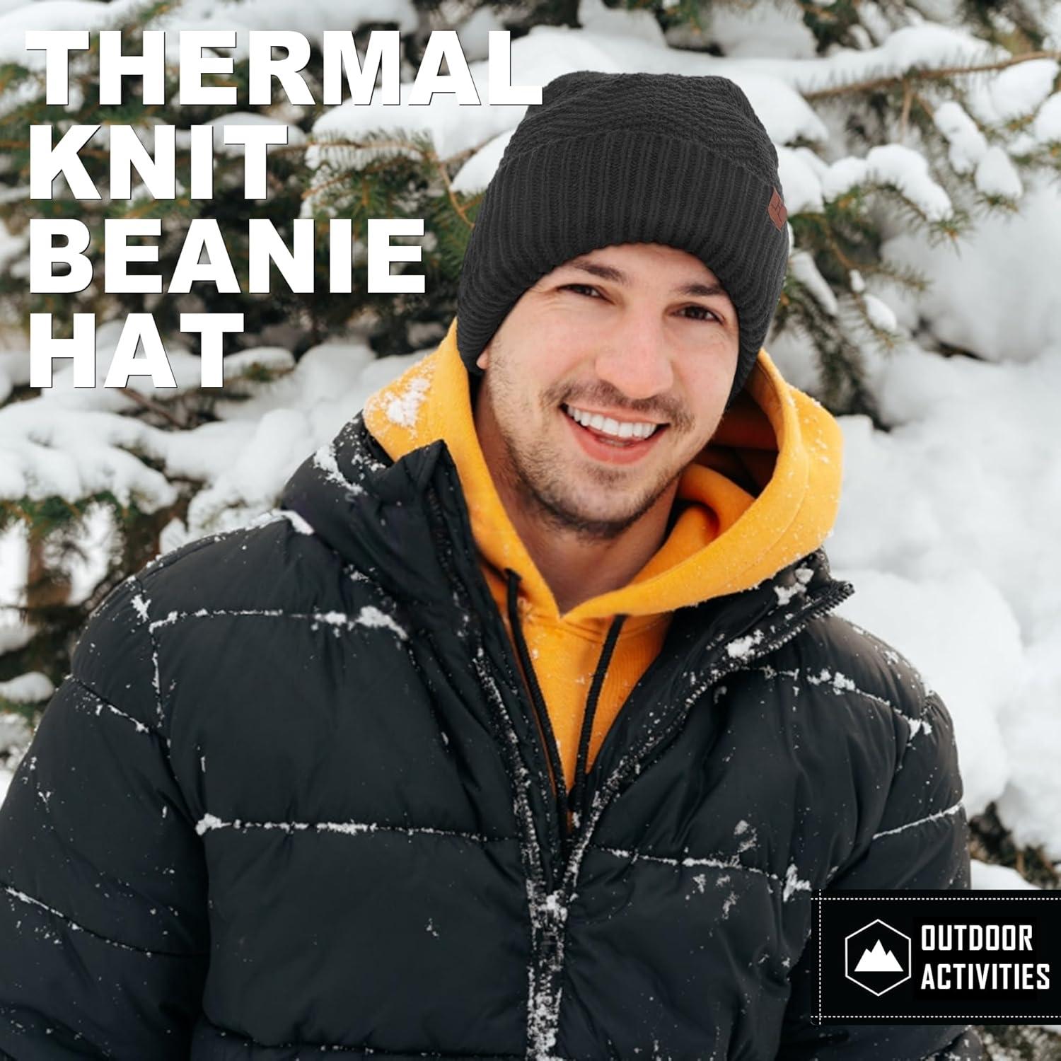 imageFZ FANTASTIC ZONE Winter Beanie Hats for Men Warm Knit Snow Ski Hat Skull Cap with Thick Fleece Lined Mens GiftsDark Grey