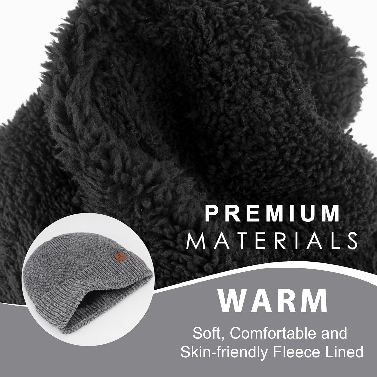 imageFZ FANTASTIC ZONE Winter Beanie Hats for Men Warm Knit Snow Ski Hat Skull Cap with Thick Fleece Lined Mens GiftsGrey