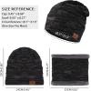 imageMens Winter Beanie Hats Scarf Set Warm Knit Skull Cap Neck Warmer with Fleece Lined Winter Hat for WomenBlack