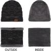 imageMens Winter Beanie Hats Scarf Set Warm Knit Skull Cap Neck Warmer with Fleece Lined Winter Hat for WomenBlack