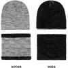 imageMens Winter Beanie Hats Scarf Set Warm Knit Skull Cap Neck Warmer with Fleece Lined Winter Hat for WomenGrey