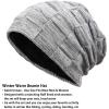 imageMens Winter Beanie Hats Scarf Set Warm Knit Skull Cap Neck Warmer with Fleece Lined Winter Hat for WomenGrey