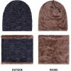 imageMens Winter Beanie Hats Scarf Set Warm Knit Skull Cap Neck Warmer with Fleece Lined Winter Hat for WomenNavy Blue