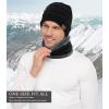 imageMens Winter Beanie Hats Scarf Set Warm Knit Skull Cap Neck Warmer with Fleece Lined Winter Hat for WomenPure Black