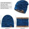 imageMens Winter Beanie Hats Scarf Set Warm Knit Skull Cap Neck Warmer with Fleece Lined Winter Hat for WomenRoyal Blue