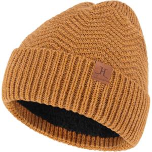 imageFZ FANTASTIC ZONE Winter Beanie Hats for Men Warm Knit Snow Ski Hat Skull Cap with Thick Fleece Lined Mens GiftsBrown
